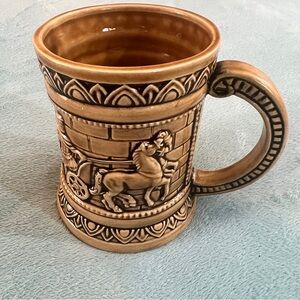 Roman Gladiator Chariot Tan/Brown Coffee Tea Mug Vintage 1978